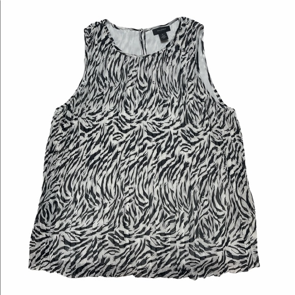 Halogen Tops - Halogen Sleeveless Pleated Zebra Top Blous…